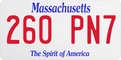 MA license plate 260PN7