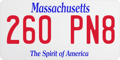 MA license plate 260PN8