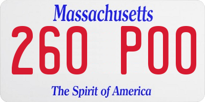 MA license plate 260PO0