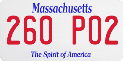 MA license plate 260PO2