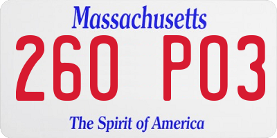 MA license plate 260PO3