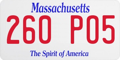 MA license plate 260PO5