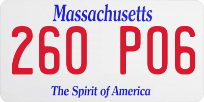 MA license plate 260PO6