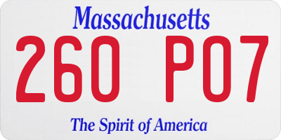 MA license plate 260PO7