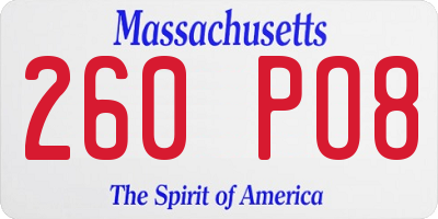 MA license plate 260PO8