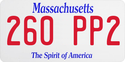MA license plate 260PP2