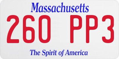 MA license plate 260PP3