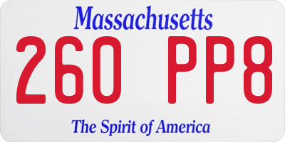 MA license plate 260PP8