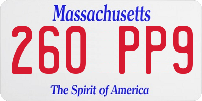 MA license plate 260PP9