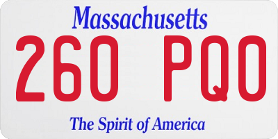 MA license plate 260PQ0