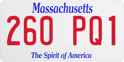 MA license plate 260PQ1