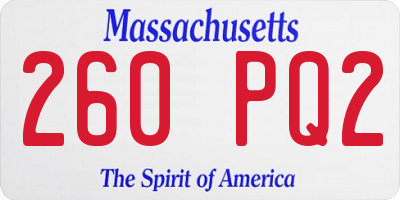 MA license plate 260PQ2
