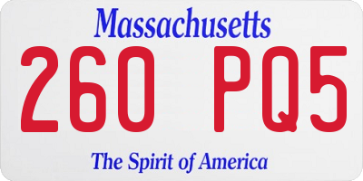 MA license plate 260PQ5