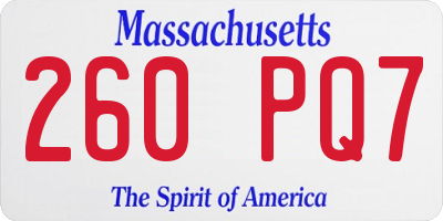 MA license plate 260PQ7