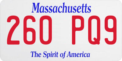 MA license plate 260PQ9
