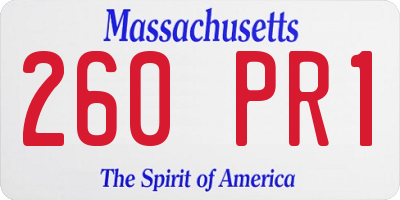 MA license plate 260PR1