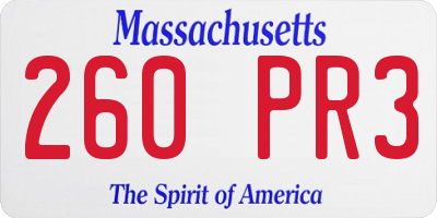 MA license plate 260PR3