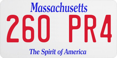 MA license plate 260PR4