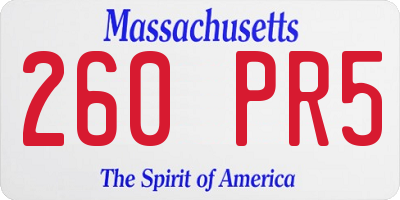MA license plate 260PR5