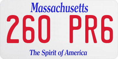 MA license plate 260PR6