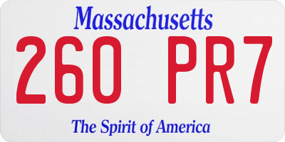 MA license plate 260PR7
