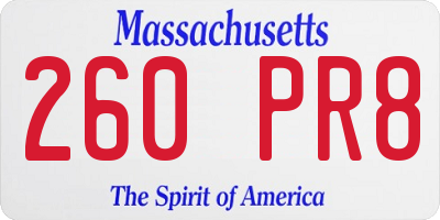 MA license plate 260PR8