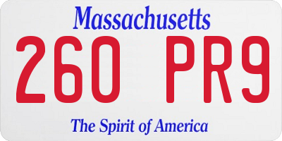 MA license plate 260PR9