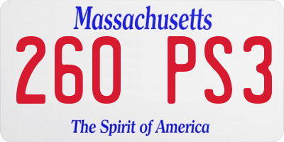 MA license plate 260PS3