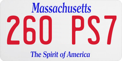 MA license plate 260PS7