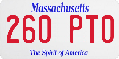MA license plate 260PT0