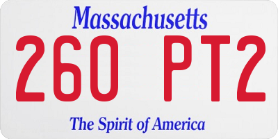MA license plate 260PT2