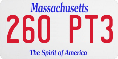 MA license plate 260PT3