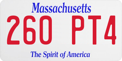 MA license plate 260PT4