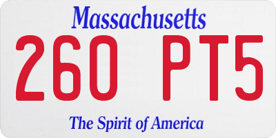 MA license plate 260PT5