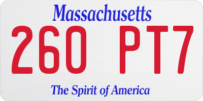MA license plate 260PT7