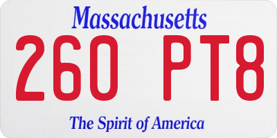 MA license plate 260PT8
