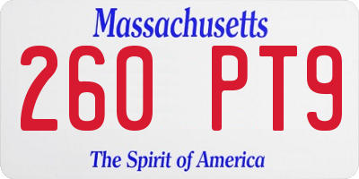 MA license plate 260PT9