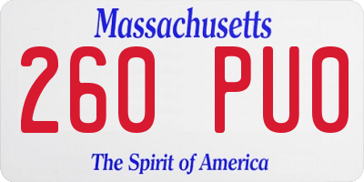 MA license plate 260PU0