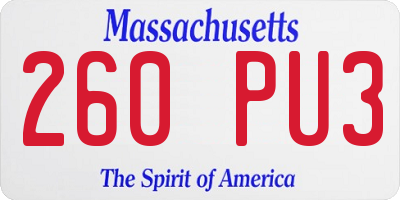 MA license plate 260PU3