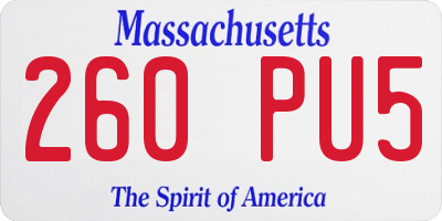 MA license plate 260PU5