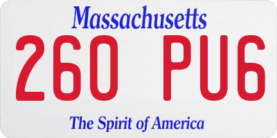 MA license plate 260PU6
