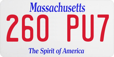 MA license plate 260PU7