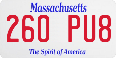 MA license plate 260PU8