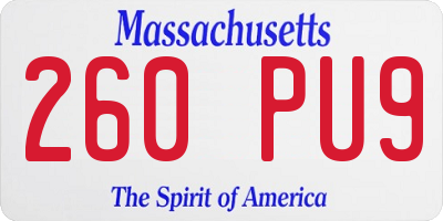 MA license plate 260PU9