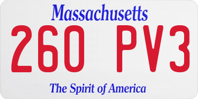 MA license plate 260PV3
