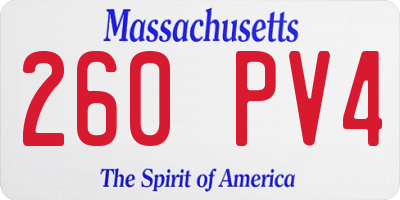 MA license plate 260PV4