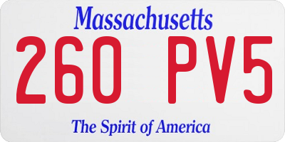 MA license plate 260PV5