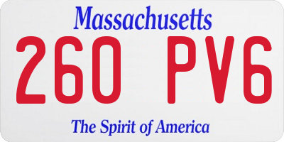 MA license plate 260PV6
