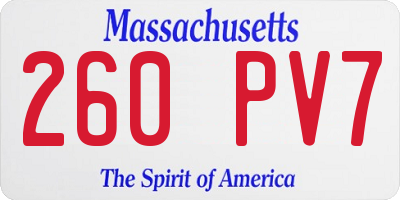 MA license plate 260PV7