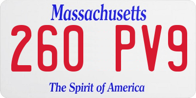 MA license plate 260PV9